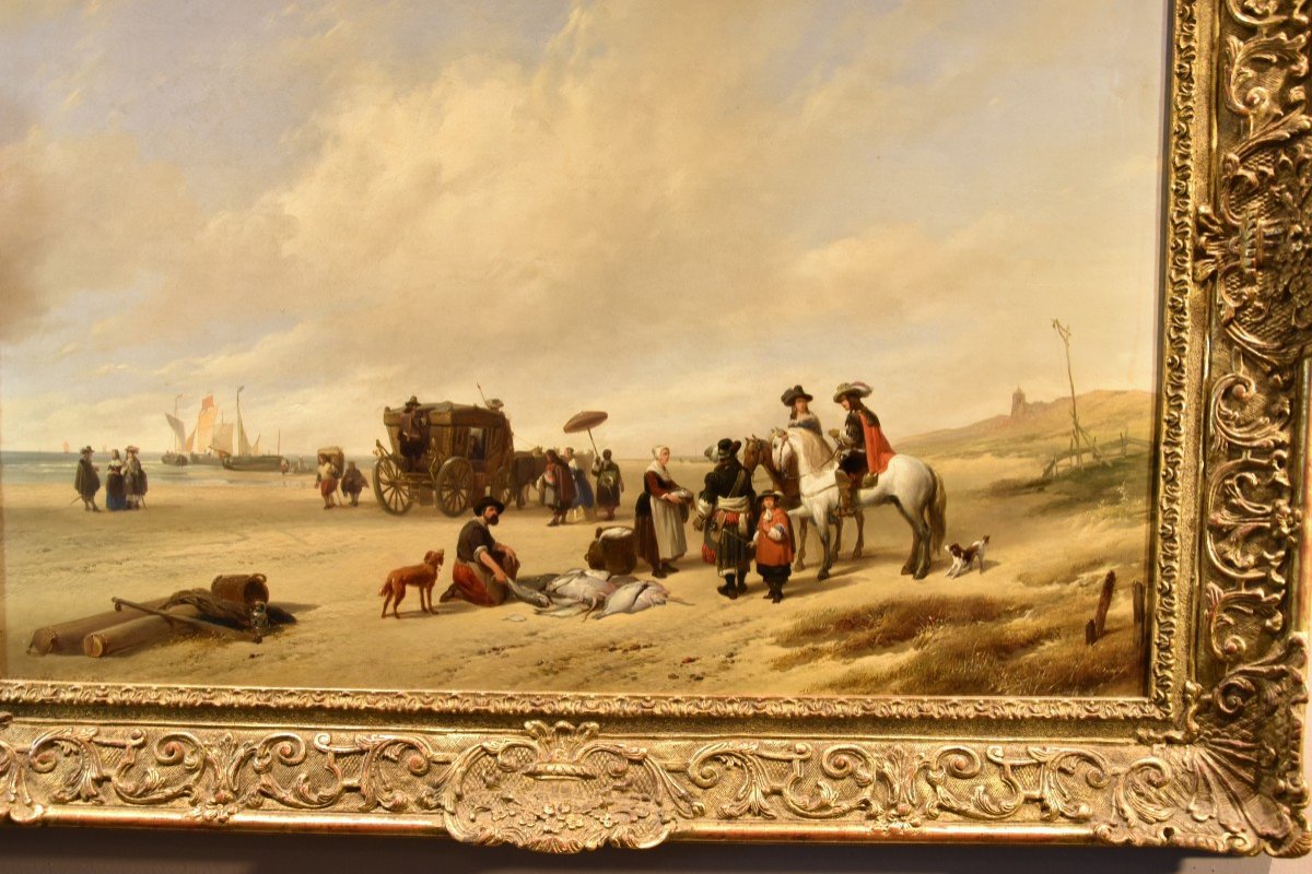 La spiaggia di Scheveningen, Hubertus van Hove (L’Aia, 1814 - Anversa, 1865)-photo-2