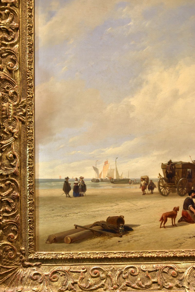 La spiaggia di Scheveningen, Hubertus van Hove (L’Aia, 1814 - Anversa, 1865)-photo-3