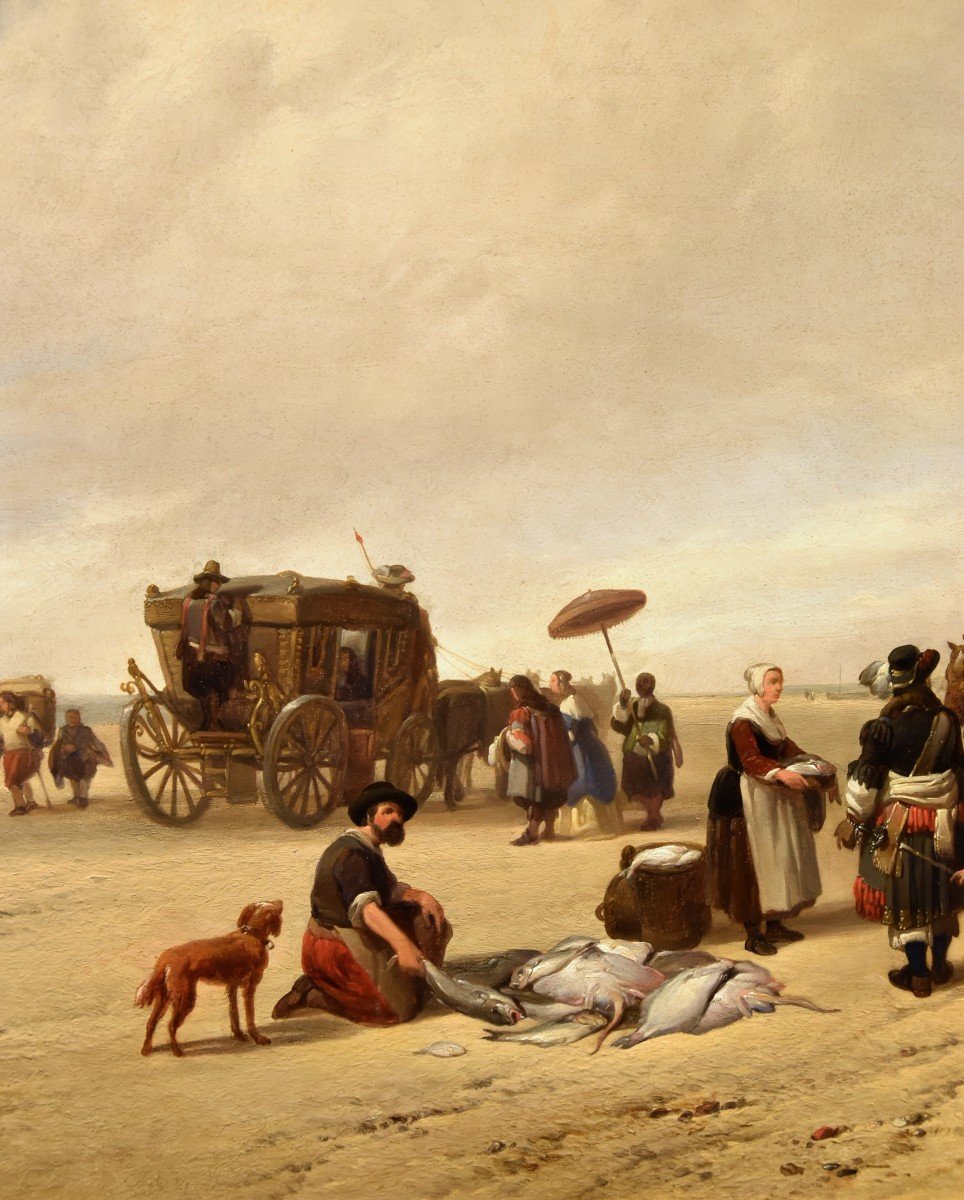 La spiaggia di Scheveningen, Hubertus van Hove (L’Aia, 1814 - Anversa, 1865)-photo-5