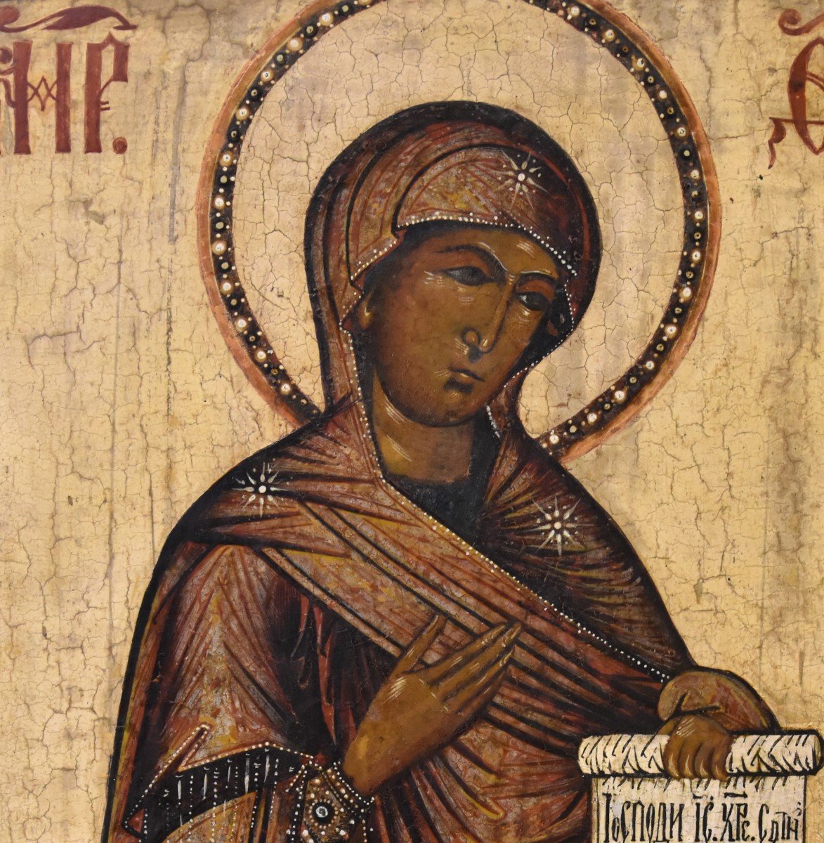 Antico icona russa ‘’Madonna della Deesis’’, Russia centrale XIX secolo-photo-5