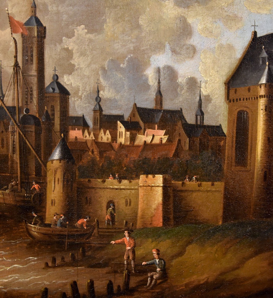 Veduta costiera con vascelli e castello arroccato, Peter Van Der Velde (Anversa 1634 - c.1714)-photo-7