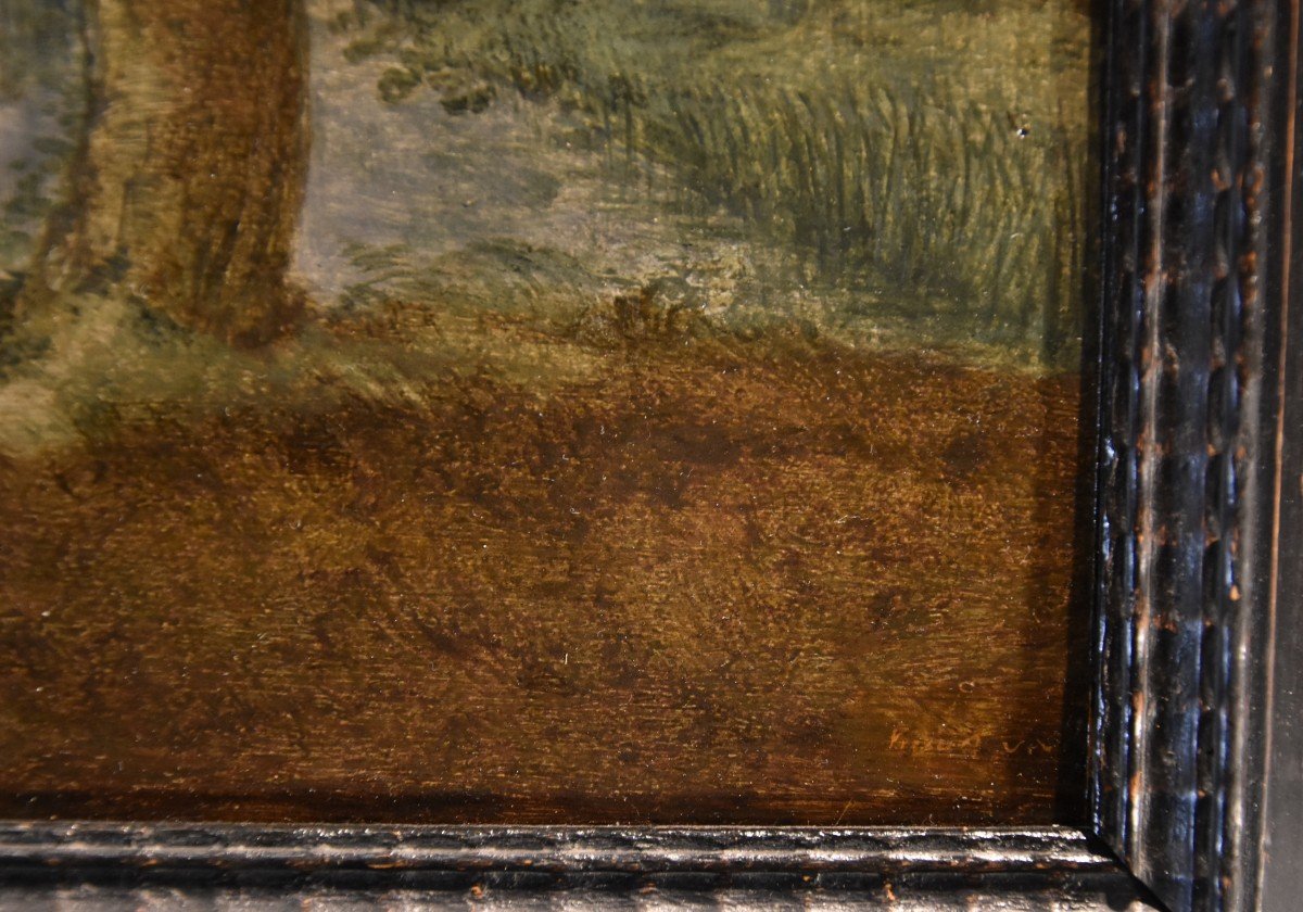 Lucas Van Uden (Anversa 1595 - Anversa 1673) firmato, Paesaggio con lago-photo-6