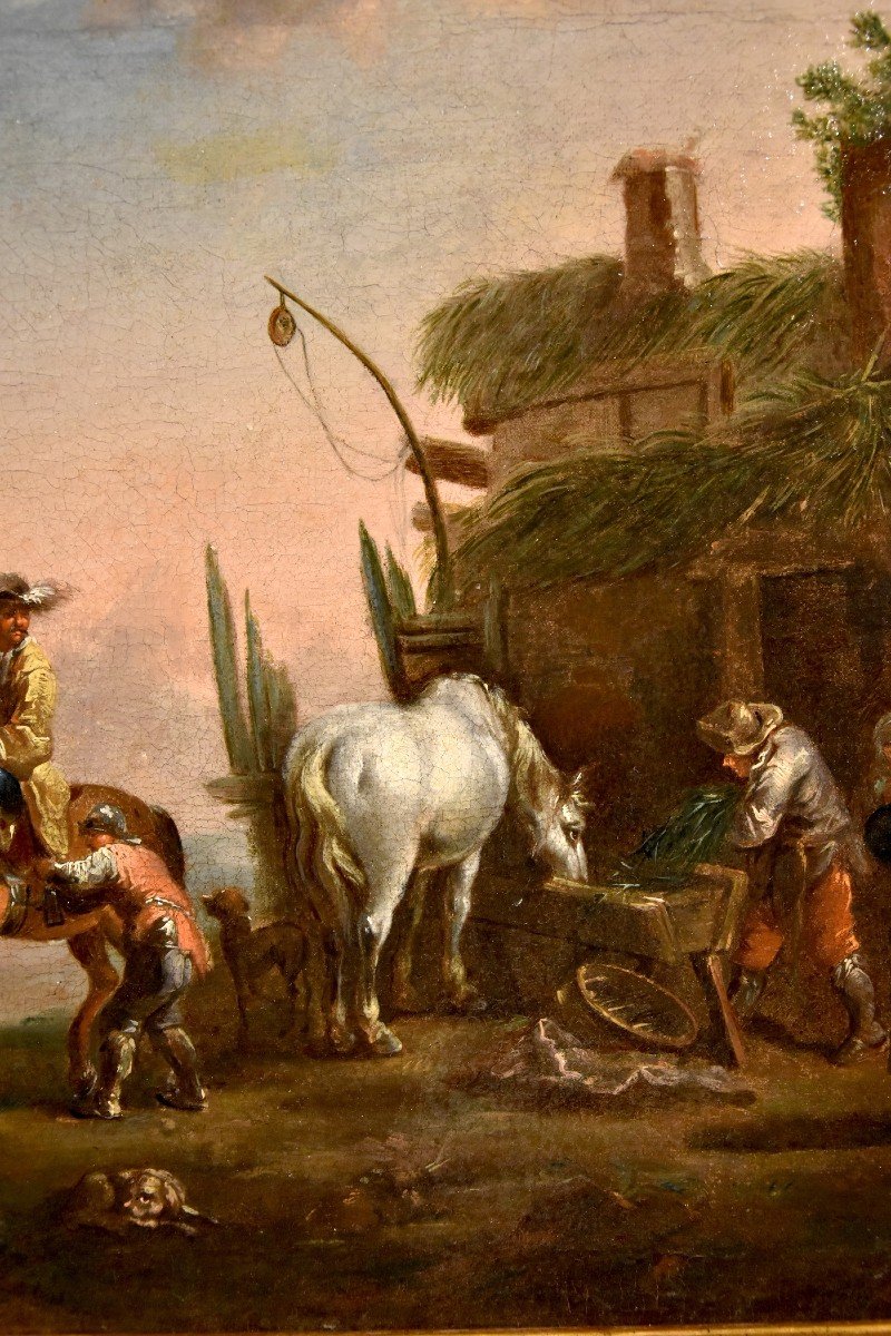 La sosta di un cavaliere, Simon Johannes van Douw (Anversa 1630 circa - 1677 circa) seguace di-photo-4