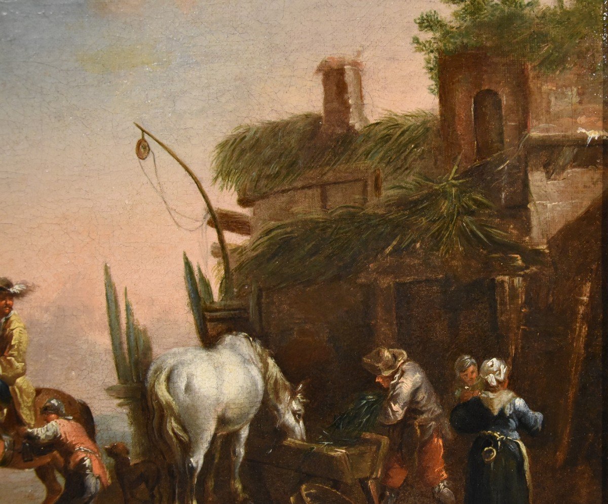 La sosta di un cavaliere, Simon Johannes van Douw (Anversa 1630 circa - 1677 circa) seguace di-photo-3
