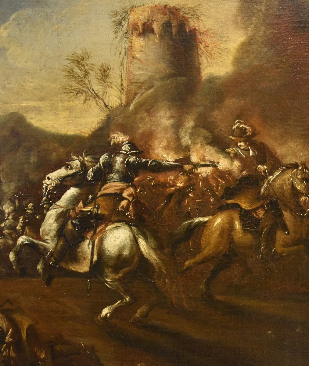 Battaglia con scontro tra cavalieri, Francesco Graziani (attivo a Napoli e Roma, XVII secolo)-photo-3