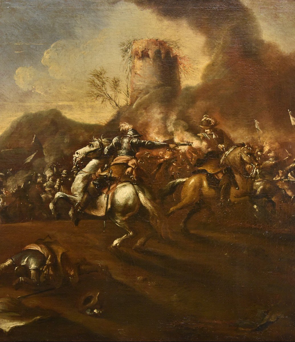 Battaglia con scontro tra cavalieri, Francesco Graziani (attivo a Napoli e Roma, XVII secolo)-photo-1