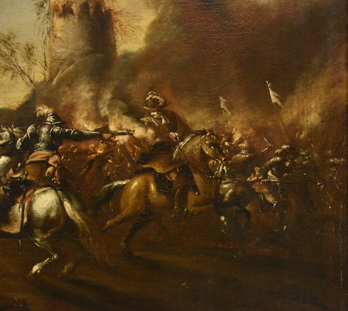 Battaglia con scontro tra cavalieri, Francesco Graziani (attivo a Napoli e Roma, XVII secolo)-photo-3
