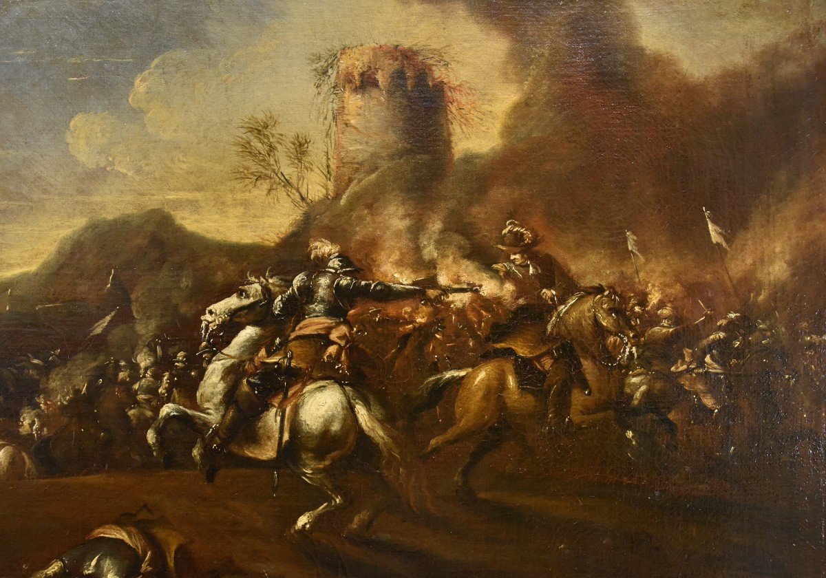 Battaglia con scontro tra cavalieri, Francesco Graziani (attivo a Napoli e Roma, XVII secolo)-photo-5