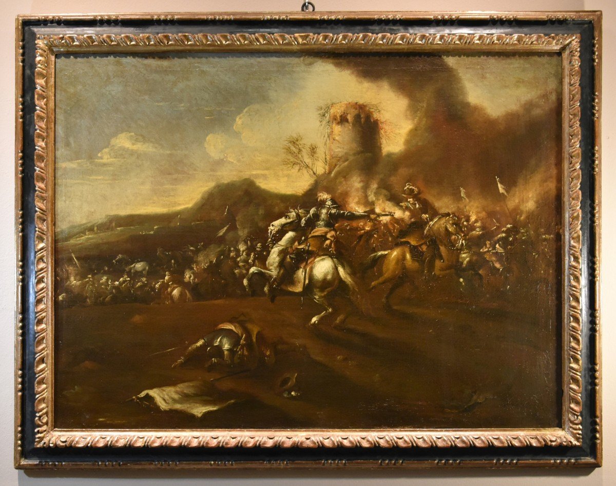 Battaglia con scontro tra cavalieri, Francesco Graziani (attivo a Napoli e Roma, XVII secolo)
