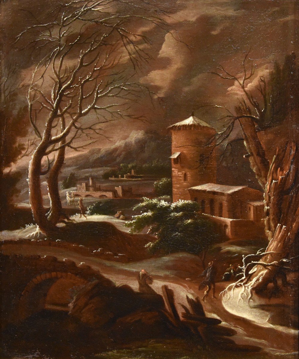Paesaggio invernale, Francesco Foschi (Ancona, 1710 - Roma, 1780) Attribuibile-photo-2