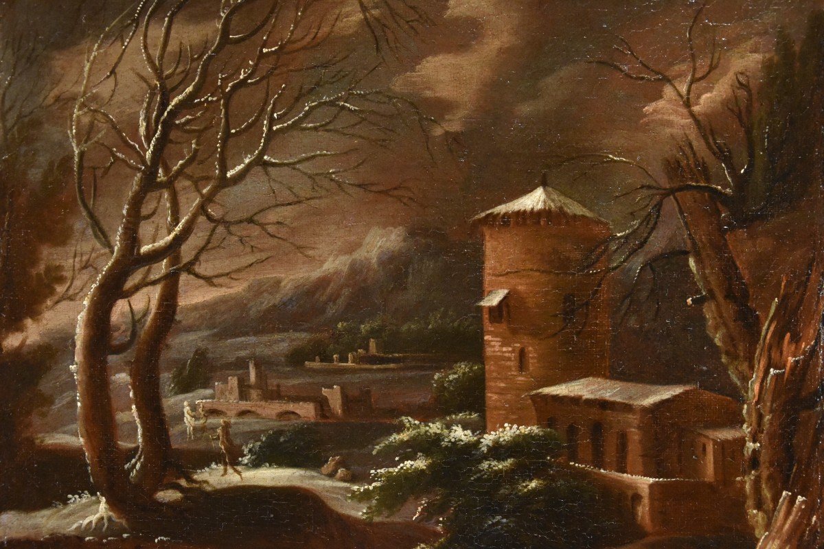 Paesaggio invernale, Francesco Foschi (Ancona, 1710 - Roma, 1780) Attribuibile-photo-4