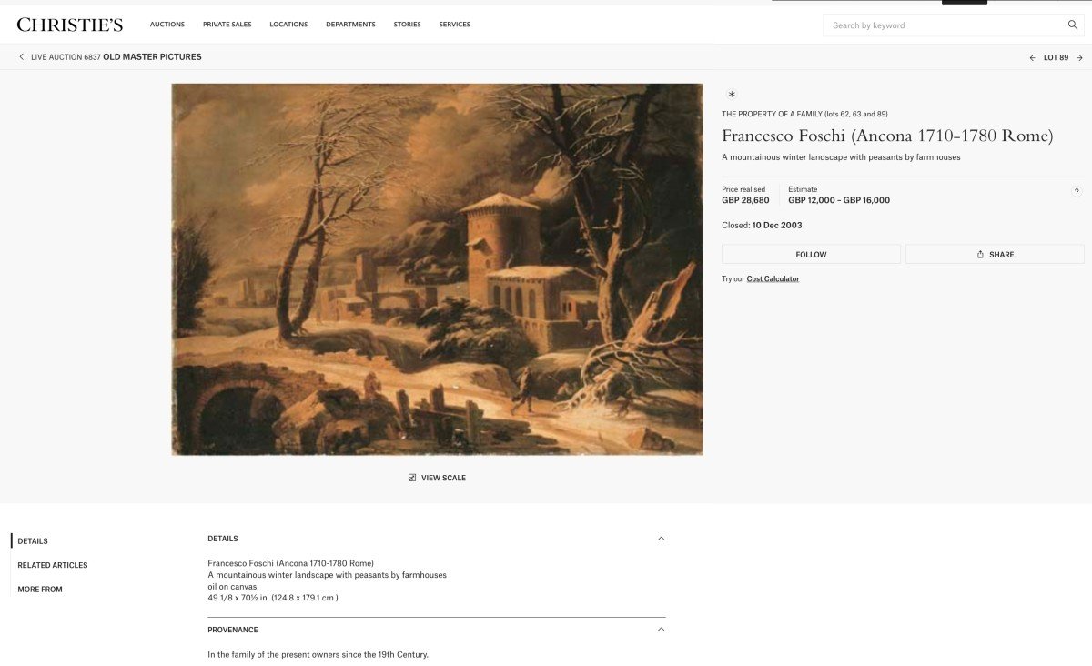 Paesaggio invernale, Francesco Foschi (Ancona, 1710 - Roma, 1780) Attribuibile-photo-7