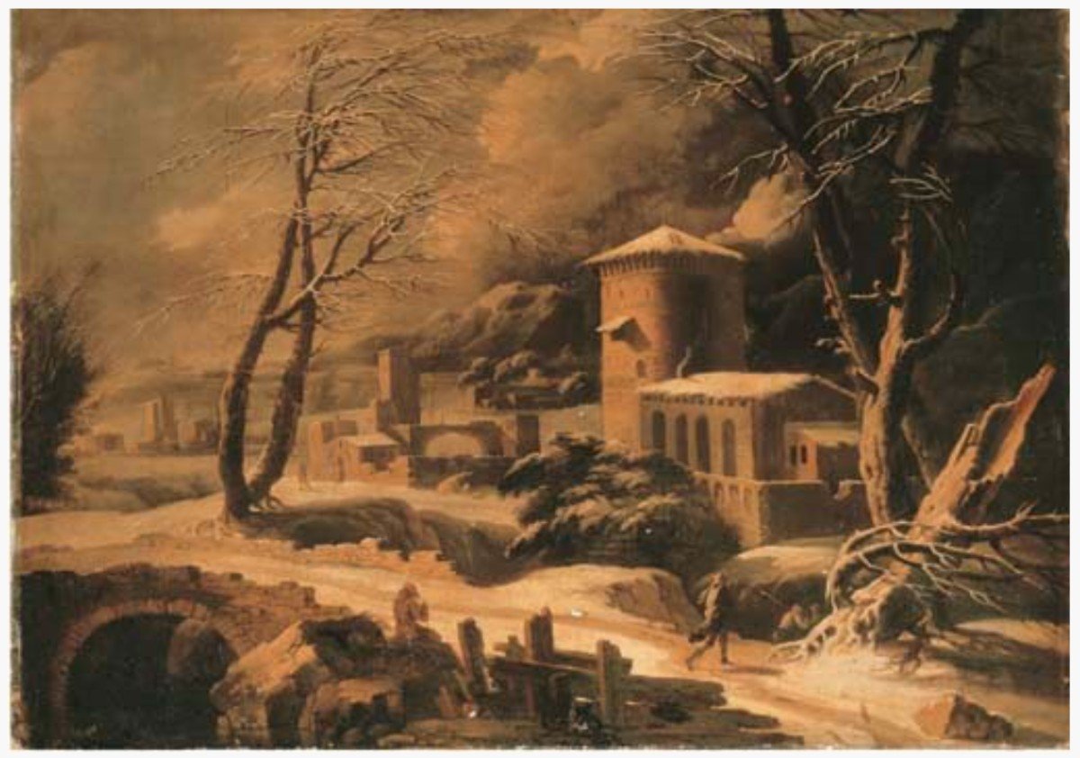 Paesaggio invernale, Francesco Foschi (Ancona, 1710 - Roma, 1780) Attribuibile-photo-8