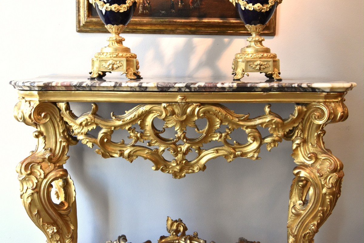 Splendida consolle d'epoca Luigi XV, Torino, metà XVIII secolo-photo-7