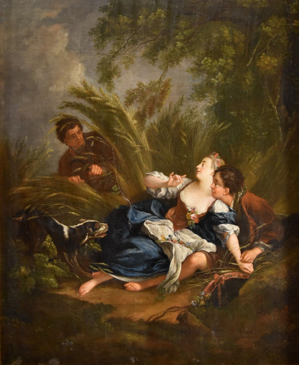 Francois Boucher (Parigi, 1703 - 1770), Gli amanti sorpresi/ La piacevole lezione-photo-2