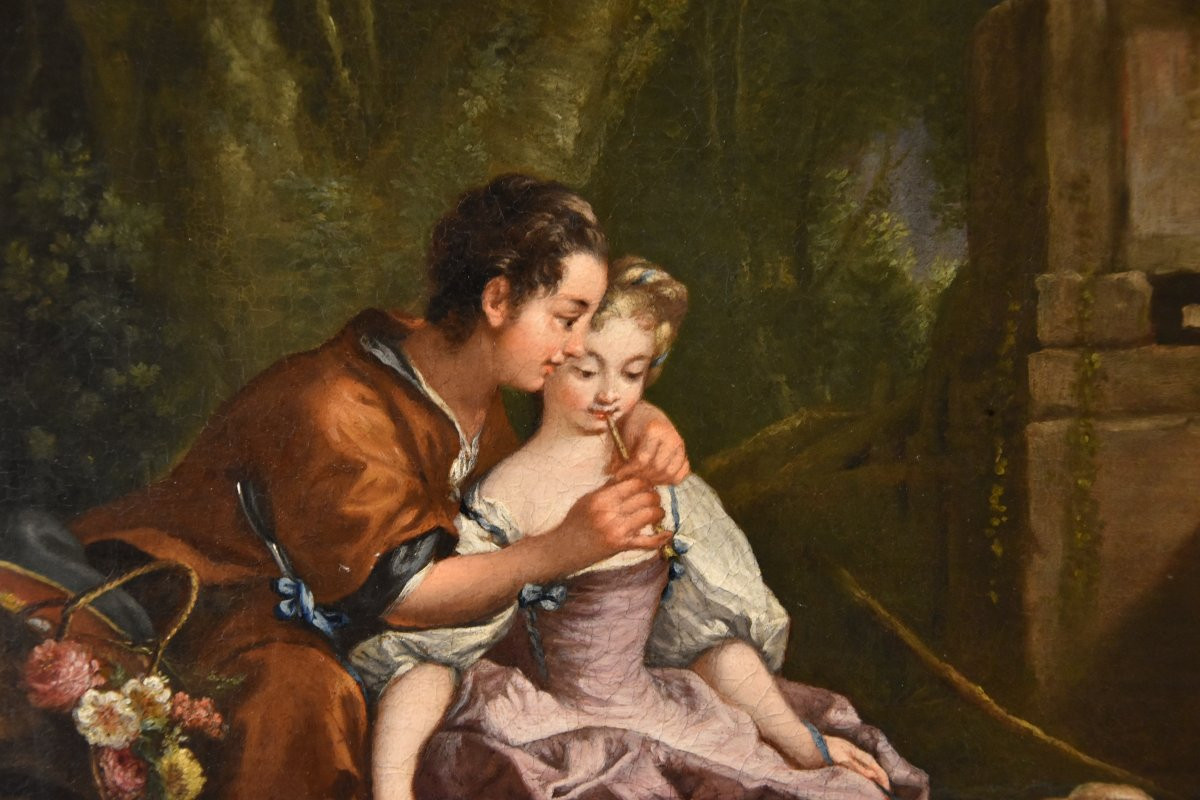 Francois Boucher (Parigi, 1703 - 1770), Gli amanti sorpresi/ La piacevole lezione-photo-1