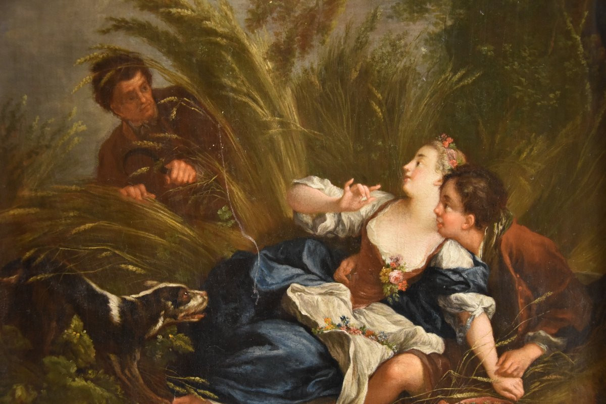 Francois Boucher (Parigi, 1703 - 1770), Gli amanti sorpresi/ La piacevole lezione-photo-2