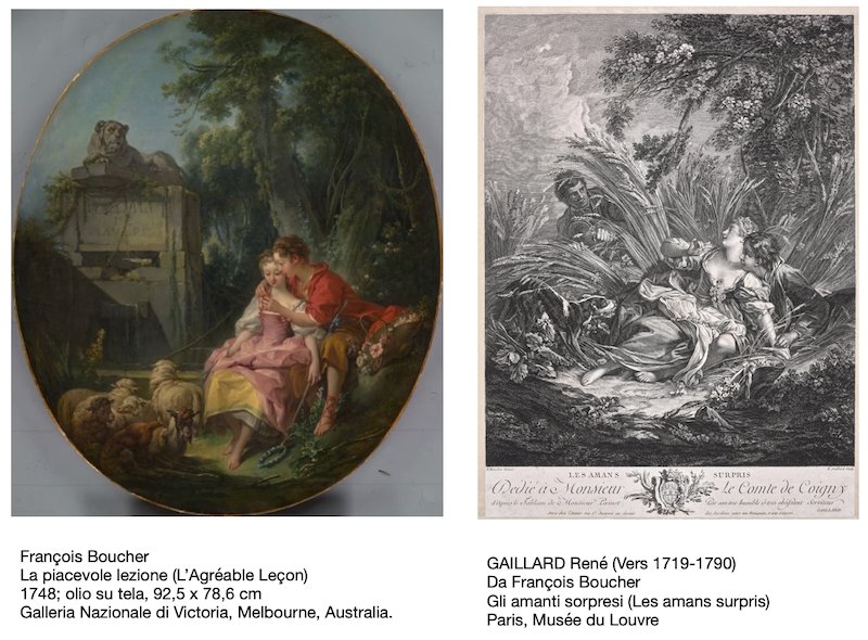 Francois Boucher (Parigi, 1703 - 1770), Gli amanti sorpresi/ La piacevole lezione-photo-8