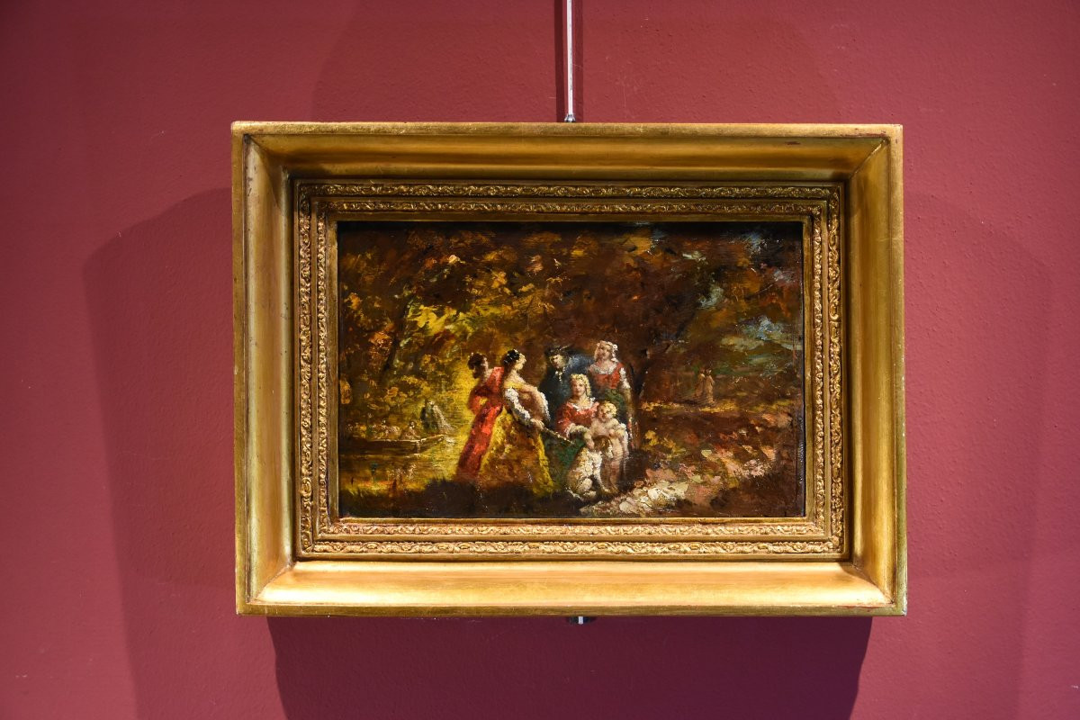 Scena animata in un giardino, Adolphe Joseph Thomas Monticelli (Marsiglia 1824 – 1886) firmato-photo-2