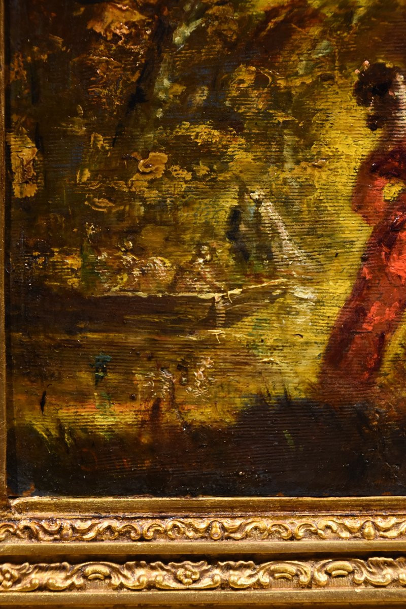 Scena animata in un giardino, Adolphe Joseph Thomas Monticelli (Marsiglia 1824 – 1886) firmato-photo-4