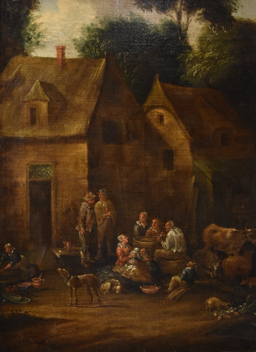 Théobald Michou (Tournai, 1676 – Anversa, 1765), Paesaggio fluviale con villaggio-photo-3