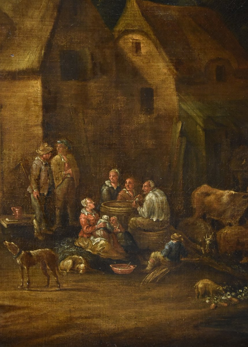 Théobald Michou (Tournai, 1676 – Anversa, 1765), Paesaggio fluviale con villaggio-photo-4