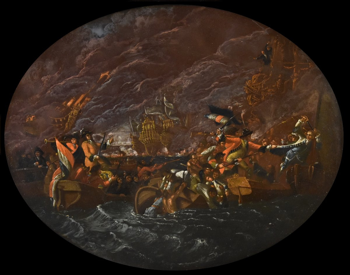 Battaglia navale notturna, Ilario Mercanti detto «Lo Spolverini» (Parma, 1657 - 1734)-photo-2