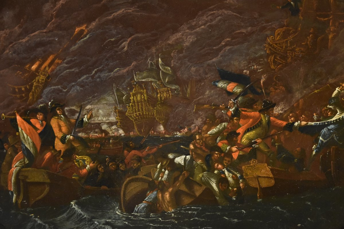 Battaglia navale notturna, Ilario Mercanti detto «Lo Spolverini» (Parma, 1657 - 1734)-photo-1