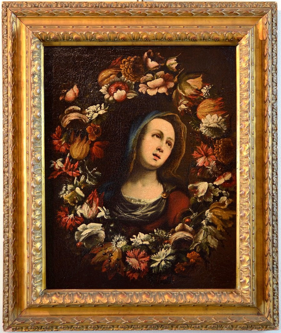 Ghirlanda di fiori con ritratto della Vergine-photo-2