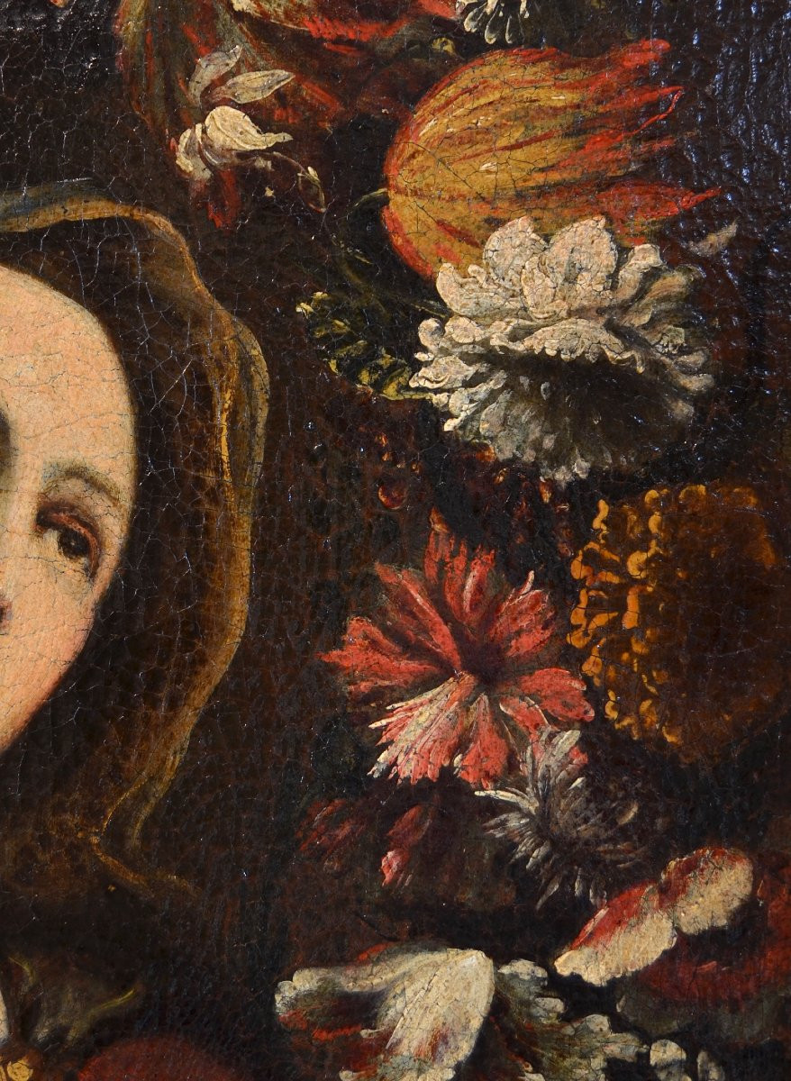 Ghirlanda di fiori con ritratto della Vergine-photo-3