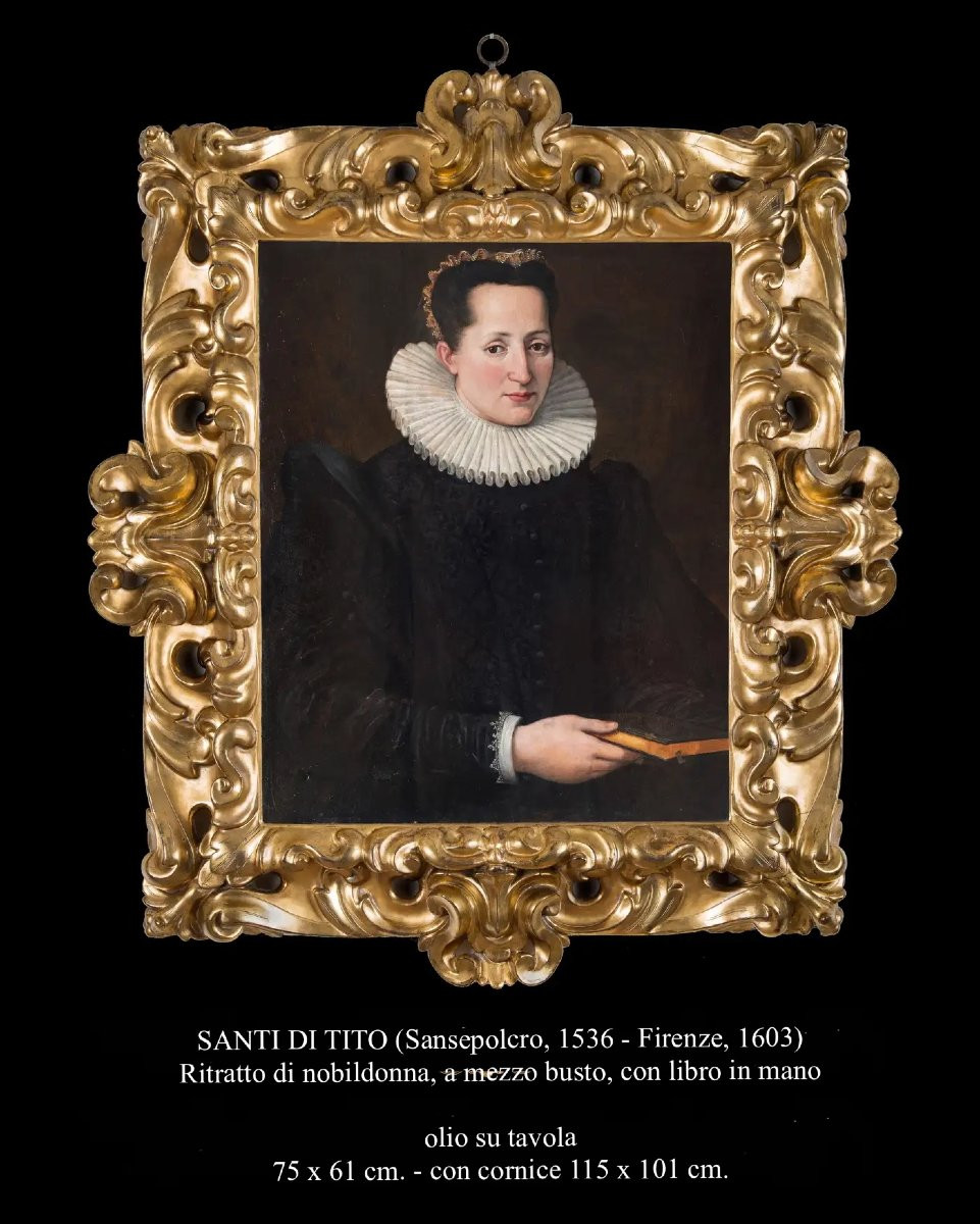 Santi di Tito (Sansepolcro 1536 - Firenze 1603), Ritratto di nobildonna con libro-photo-4