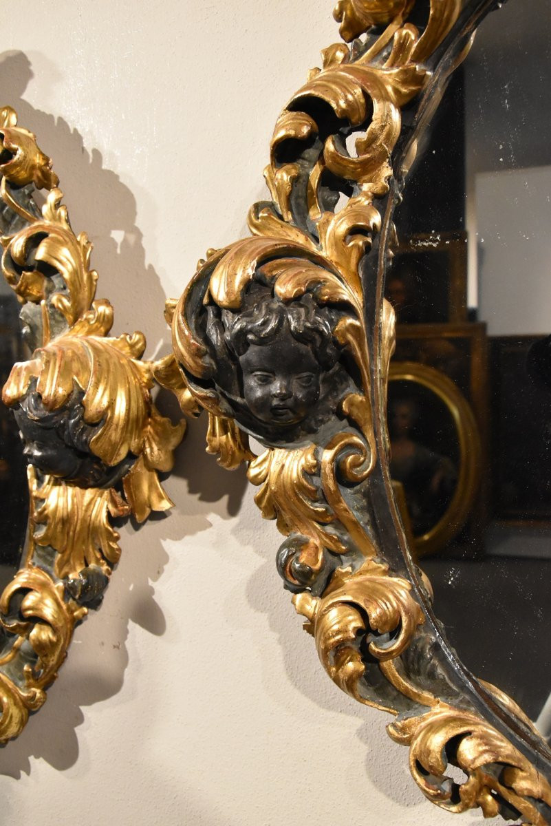 Coppia di grandi specchiere barocche, Roma fine XVII secolo-photo-3