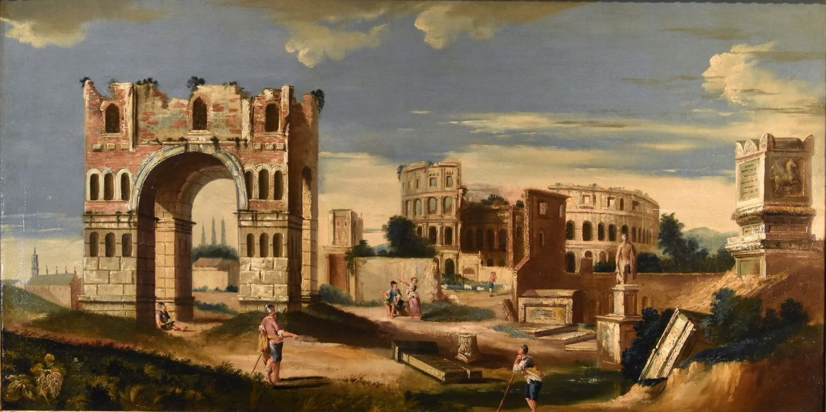 Capriccio architettonico con antiche rovine classiche, Jacob Fabris (Venezia, 1689 - 1761)-photo-2