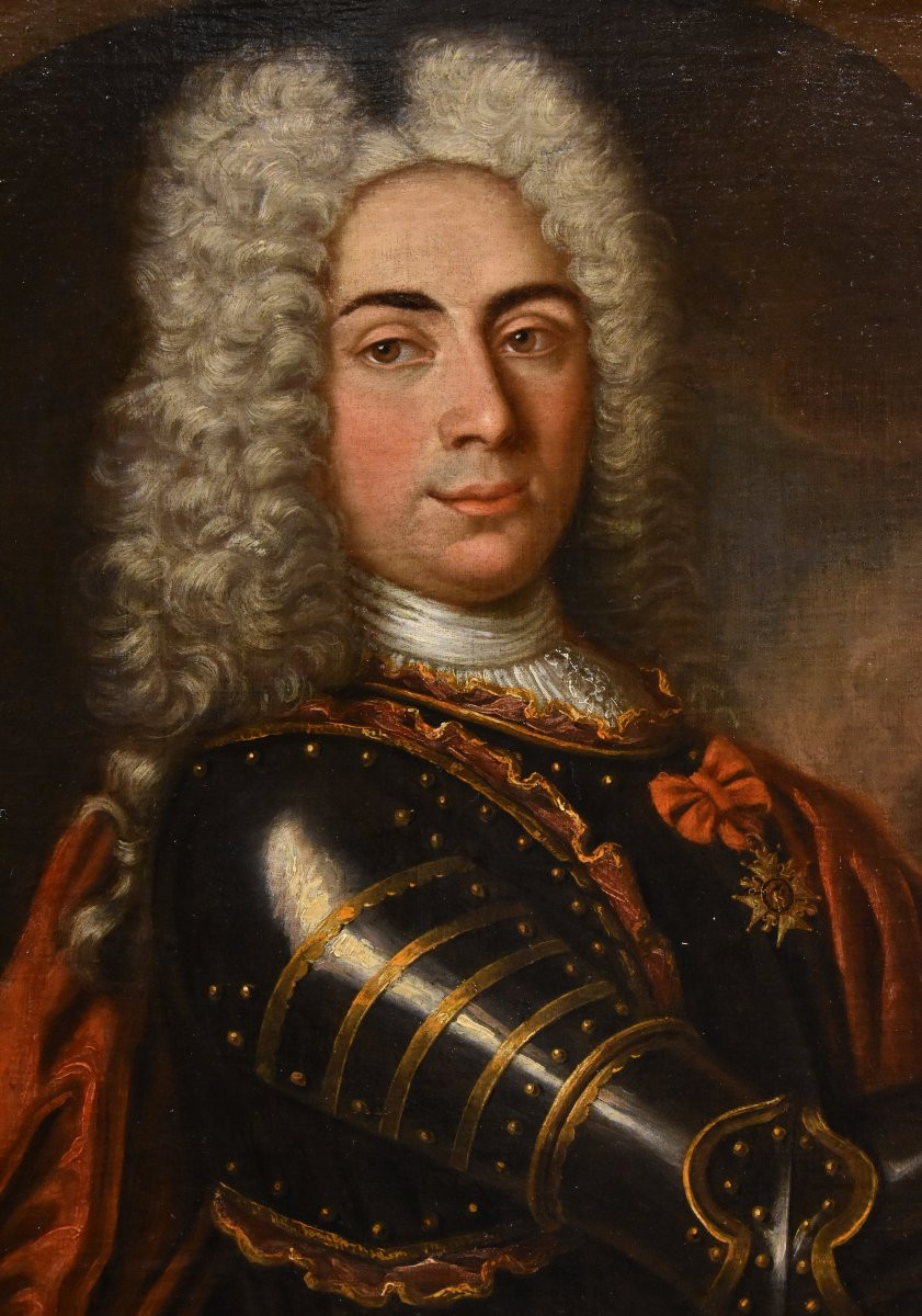 Ritratto di gentiluomo in armatura, Hyacinthe Rigaud (Perpignan 1659 - Parigi 1743) Scuola di-photo-4