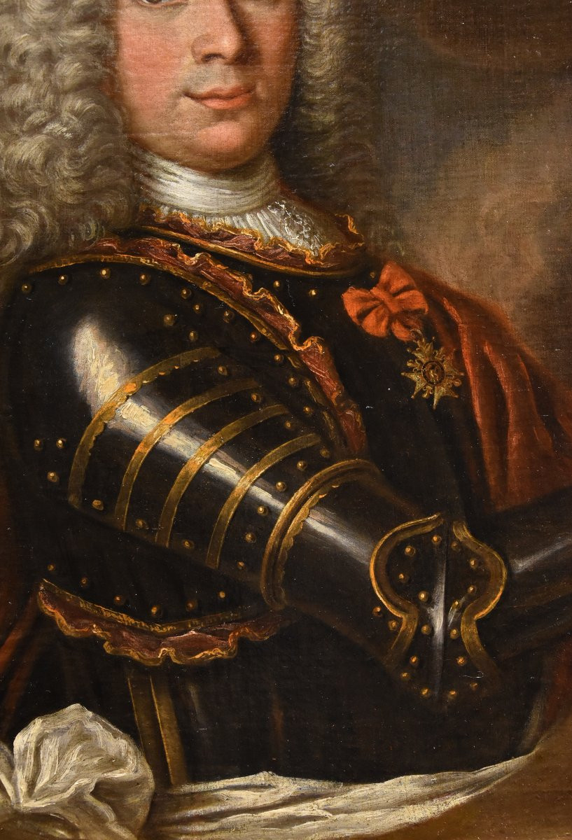 Ritratto di gentiluomo in armatura, Hyacinthe Rigaud (Perpignan 1659 - Parigi 1743) Scuola di-photo-4