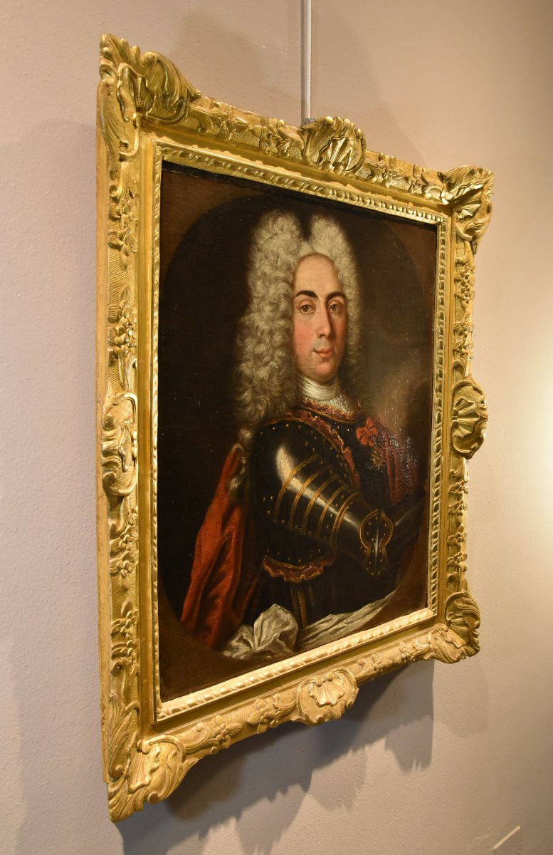 Ritratto di gentiluomo in armatura, Hyacinthe Rigaud (Perpignan 1659 - Parigi 1743) Scuola di-photo-8
