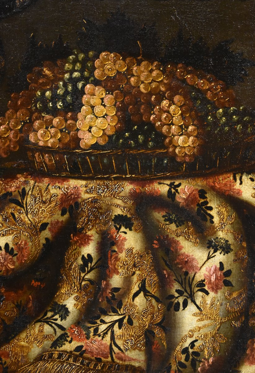 Natura morta con tappeto, uva e fichi, Antonio Gianlisi II, detto il Cremonese (1677 - 1727)-photo-4