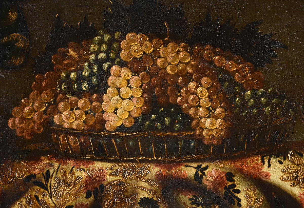 Natura morta con tappeto, uva e fichi, Antonio Gianlisi II, detto il Cremonese (1677 - 1727)-photo-1