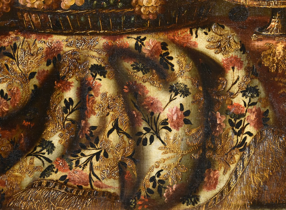 Natura morta con tappeto, uva e fichi, Antonio Gianlisi II, detto il Cremonese (1677 - 1727)-photo-3