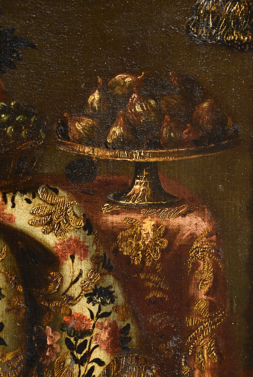 Natura morta con tappeto, uva e fichi, Antonio Gianlisi II, detto il Cremonese (1677 - 1727)-photo-4