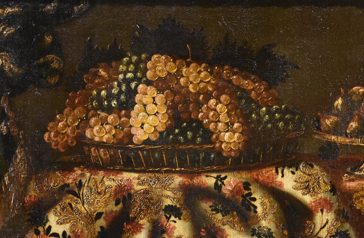 Natura morta con tappeto, uva e fichi, Antonio Gianlisi II, detto il Cremonese (1677 - 1727)-photo-6