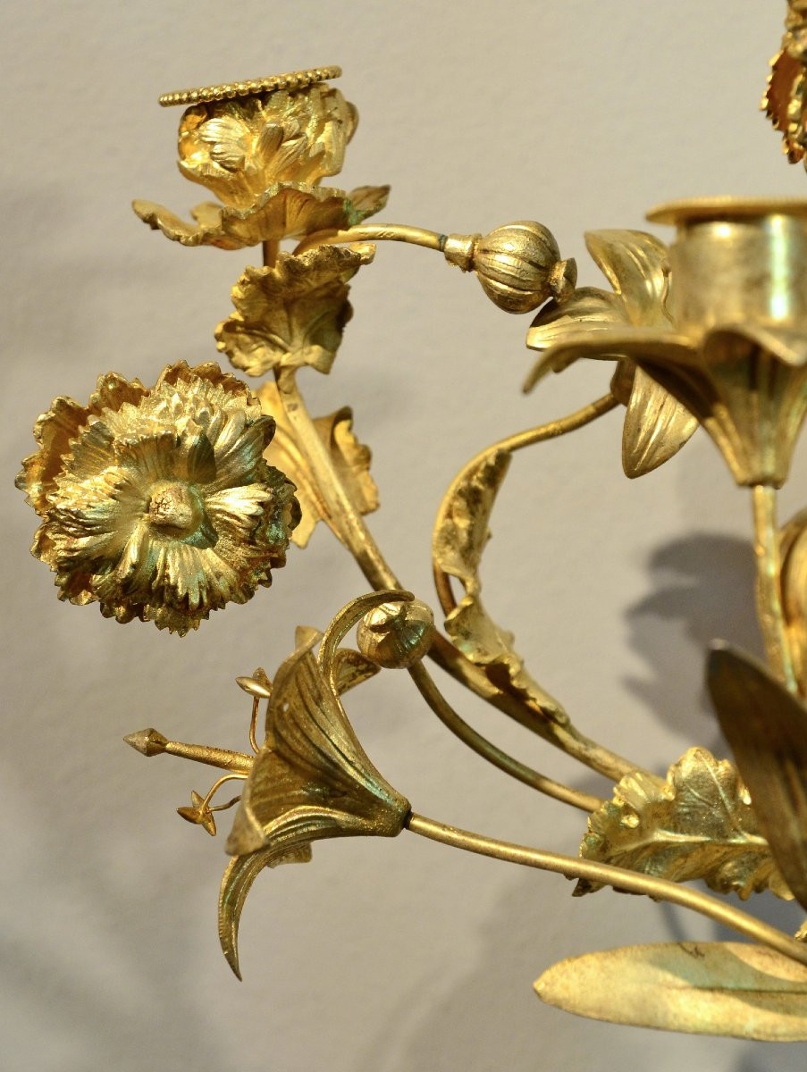 Coppia di candelabri Luigi XVI in bronzo dorato e percellana Sevres blu, Francia XIX secolo-photo-4