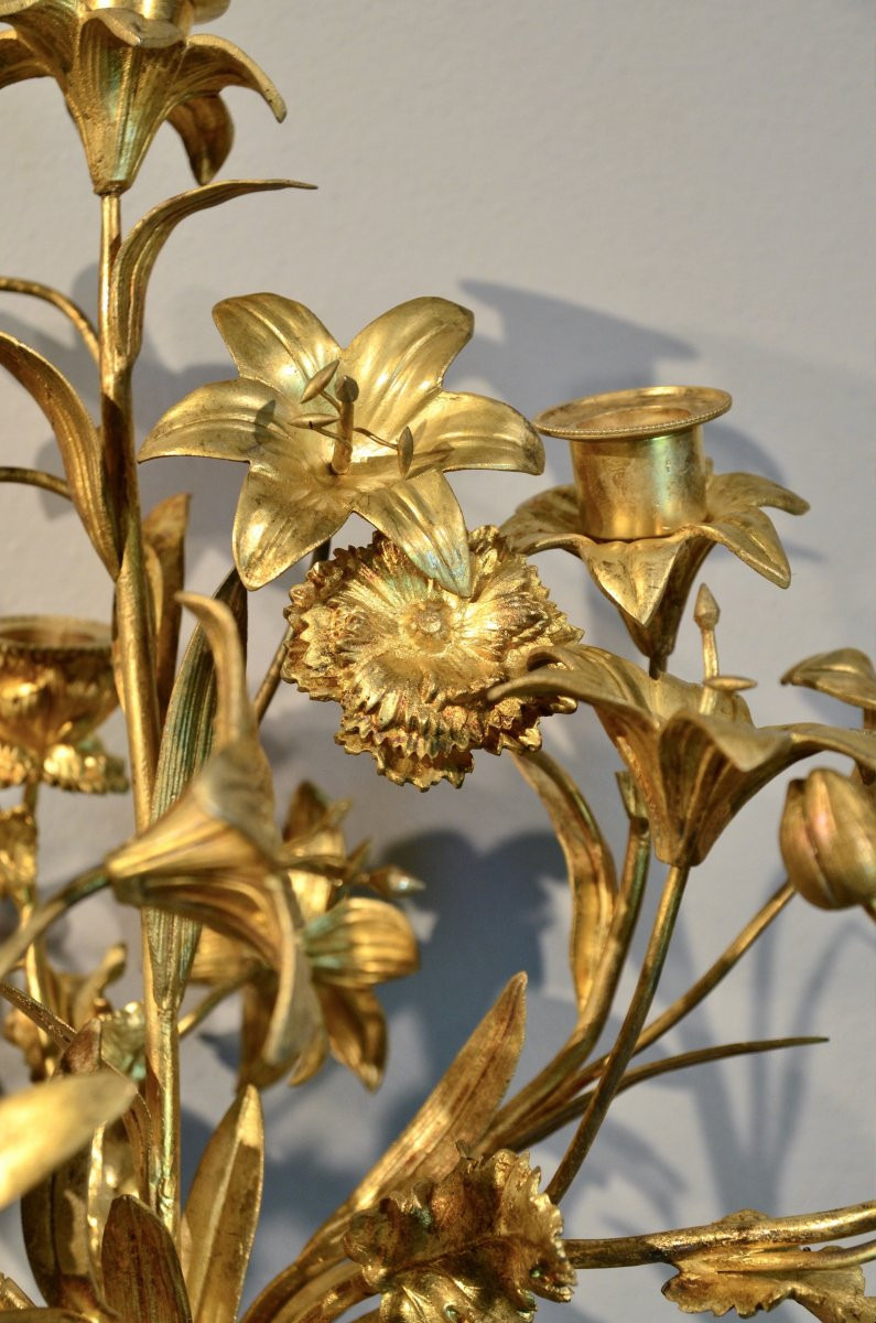 Coppia di candelabri Luigi XVI in bronzo dorato e percellana Sevres blu, Francia XIX secolo-photo-6