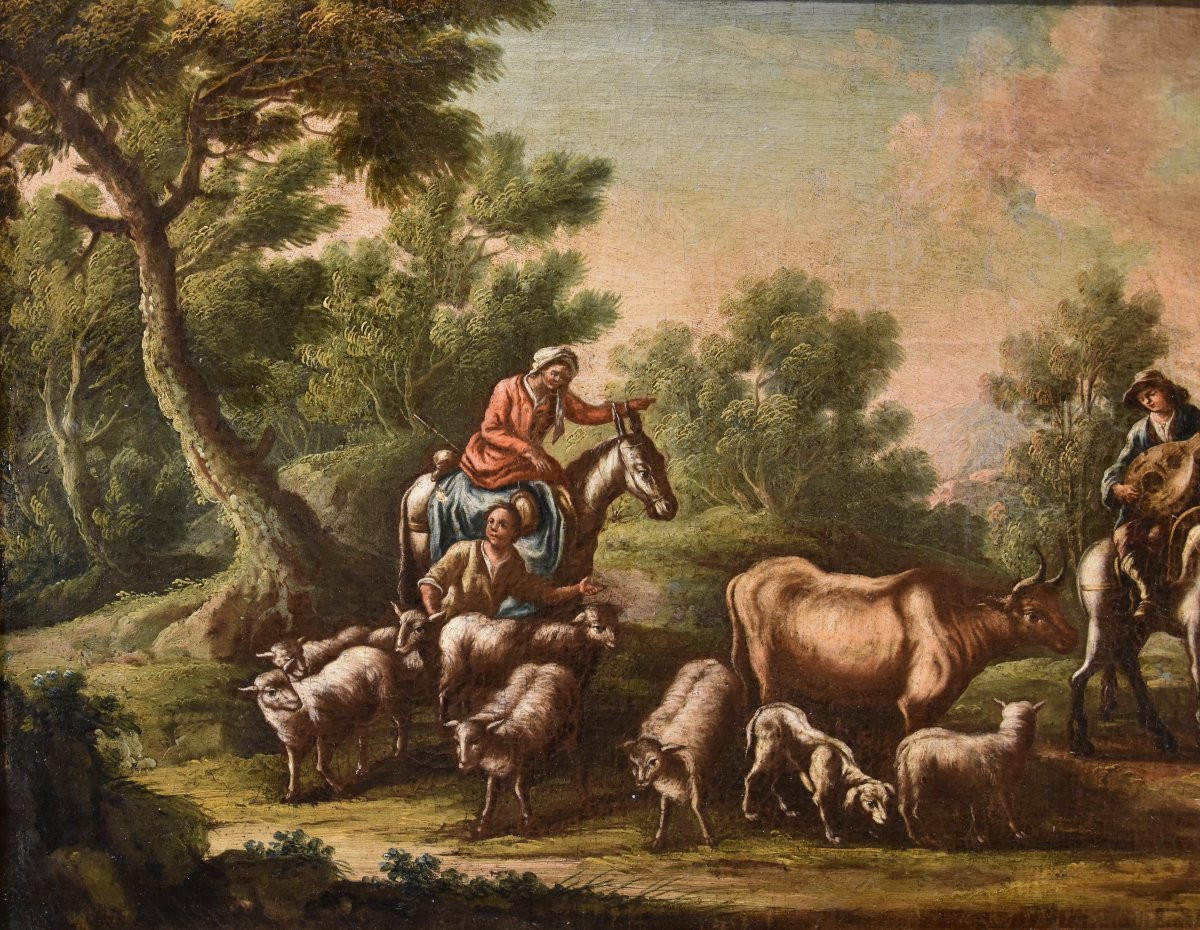 Christian Reder (Lipsia 1656 - Roma 1729)  Paesaggio con idillio pastorale-photo-1