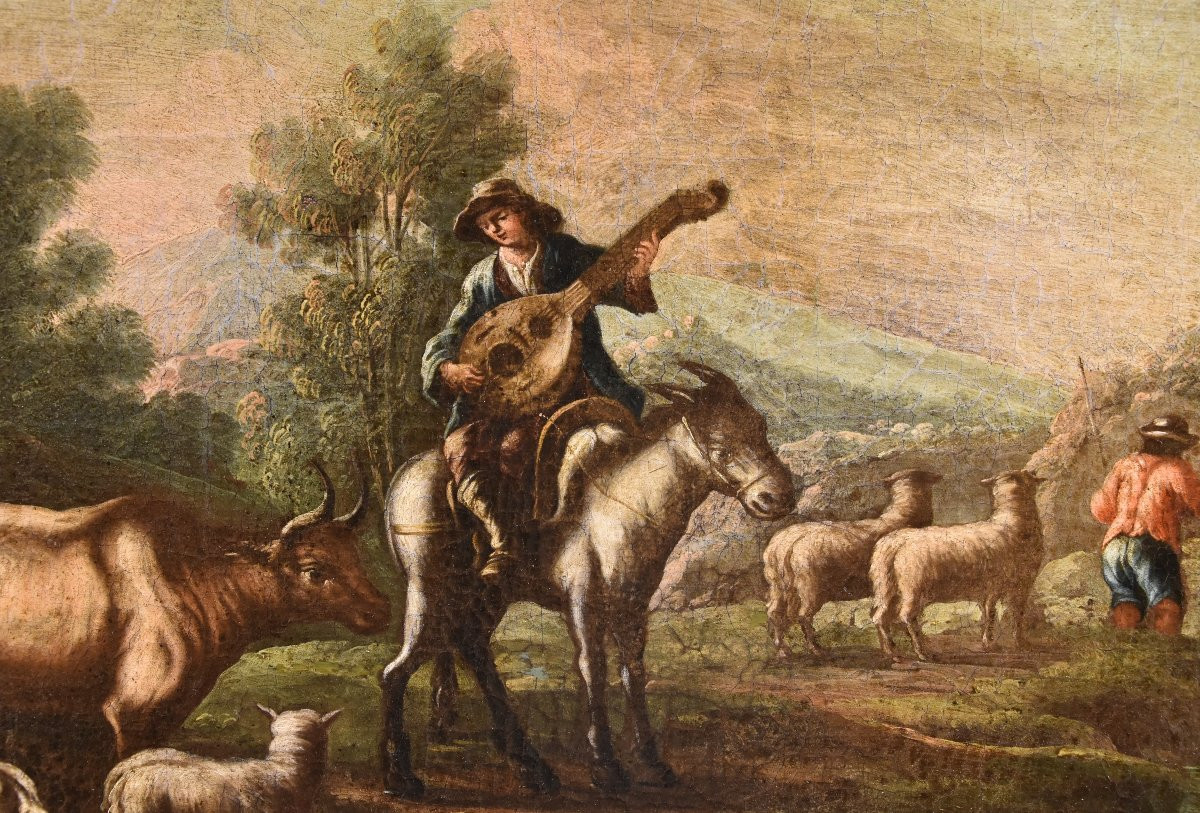 Christian Reder (Lipsia 1656 - Roma 1729)  Paesaggio con idillio pastorale-photo-4