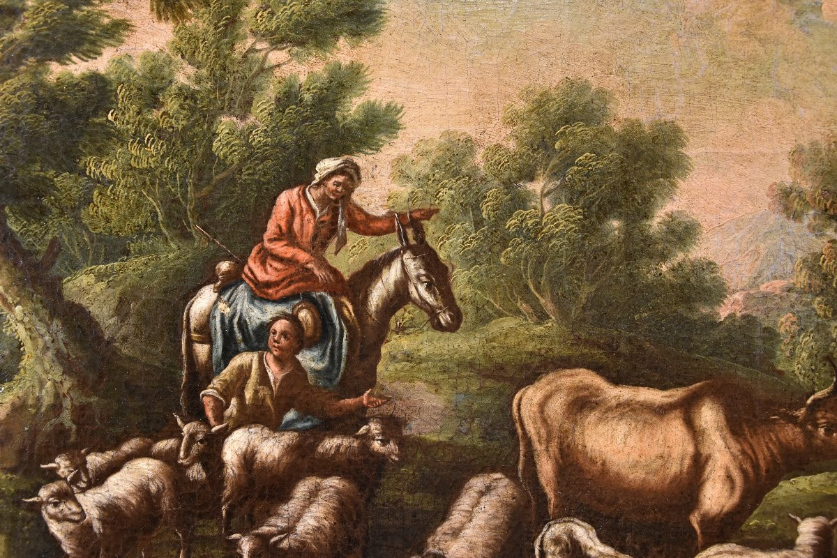 Christian Reder (Lipsia 1656 - Roma 1729)  Paesaggio con idillio pastorale-photo-5