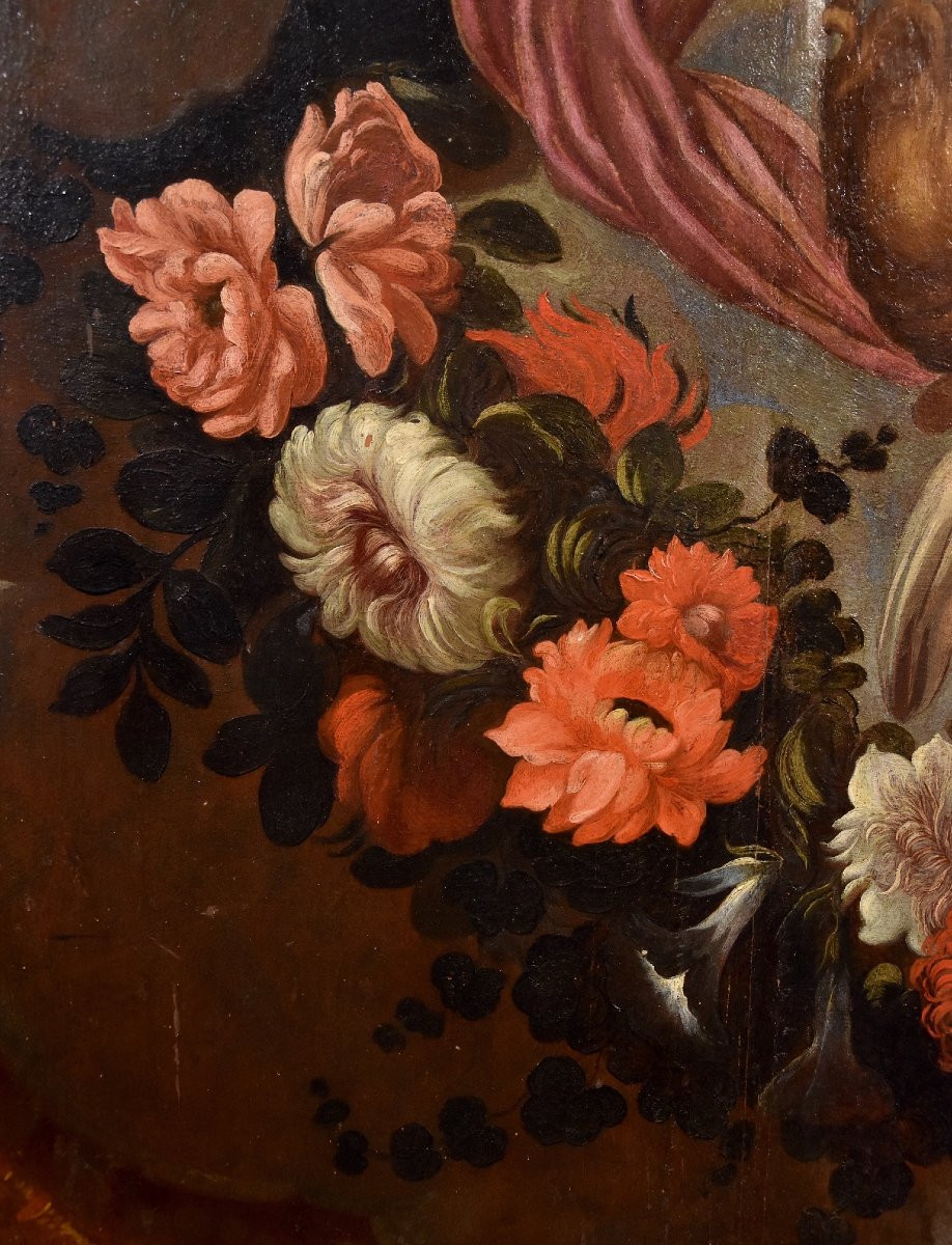 Coppia di angeli con festone floreale, Carlo Maratta (Camerano, 1625 - Roma, 1713) Bottega di -photo-4