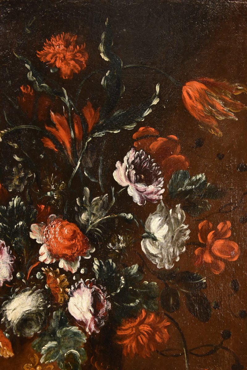 Francesca Volò Smiller (Milano, 1657 - 1700), Composizione floreale in vaso sbalzato-photo-4