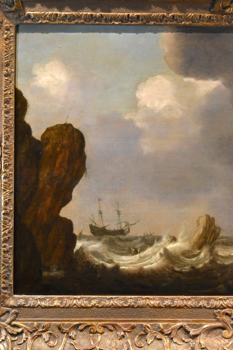 Veduta marina con vascelli, Julius Porcellis (Rotterdam 1610 – 1645 Leiden) attribuibile-photo-2