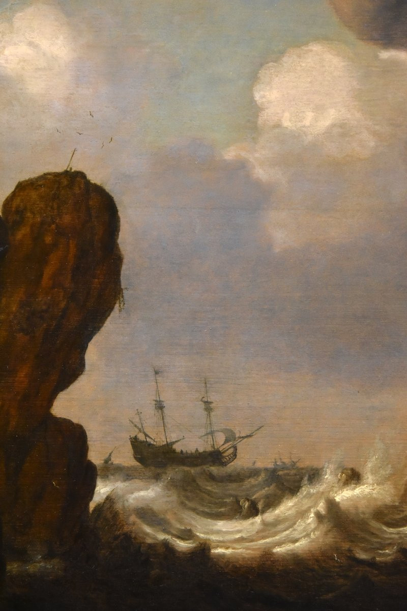 Veduta marina con vascelli, Julius Porcellis (Rotterdam 1610 – 1645 Leiden) attribuibile-photo-3